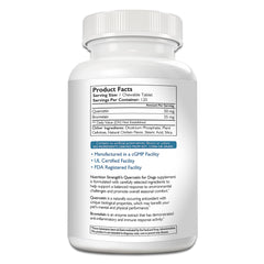 Nutrition Strength quercetin for dogs with bromelain tablets close-up highlights chewable wellness option.