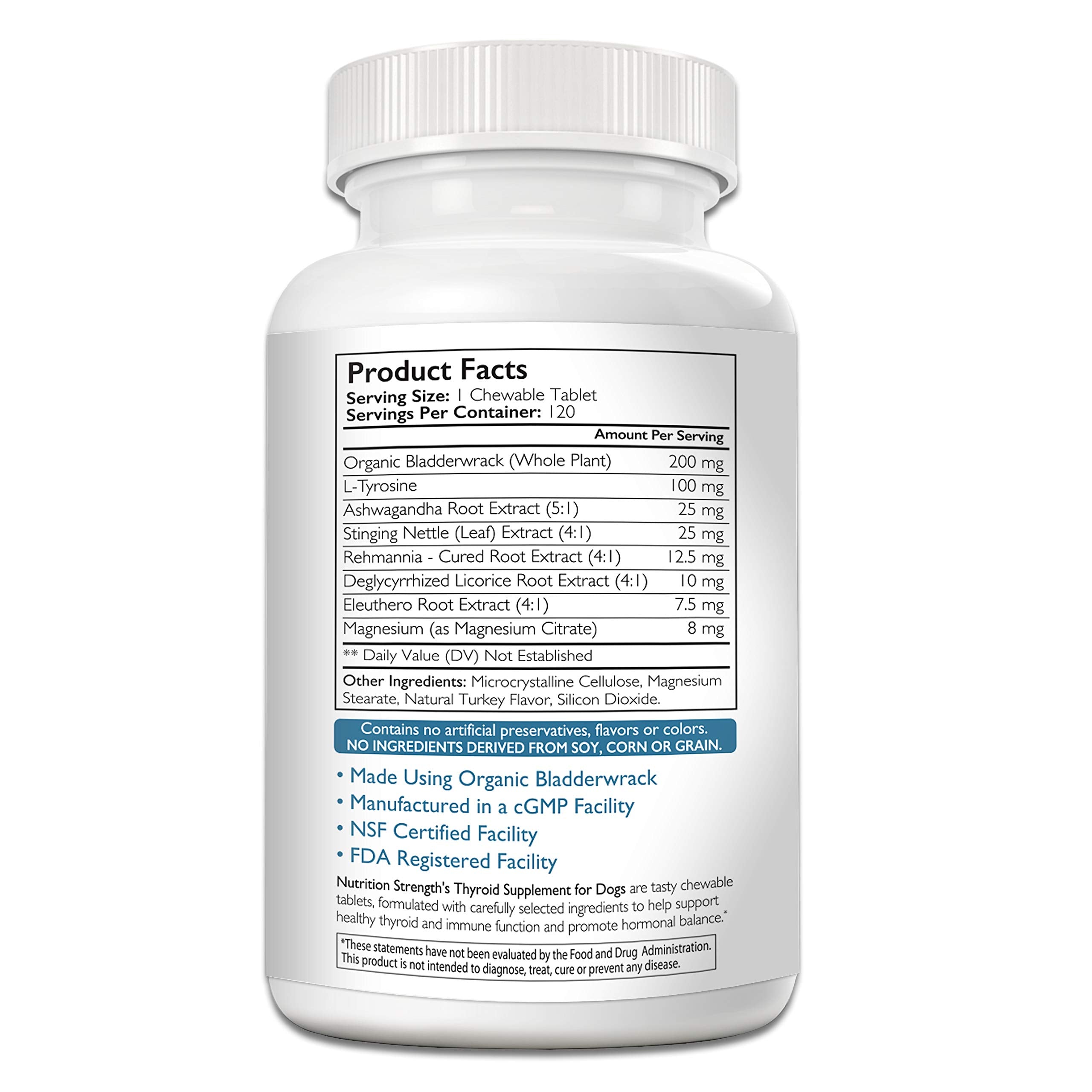 Nutrition Strength Thyroid dog eating treats image shows easy daily administration for pet owners.