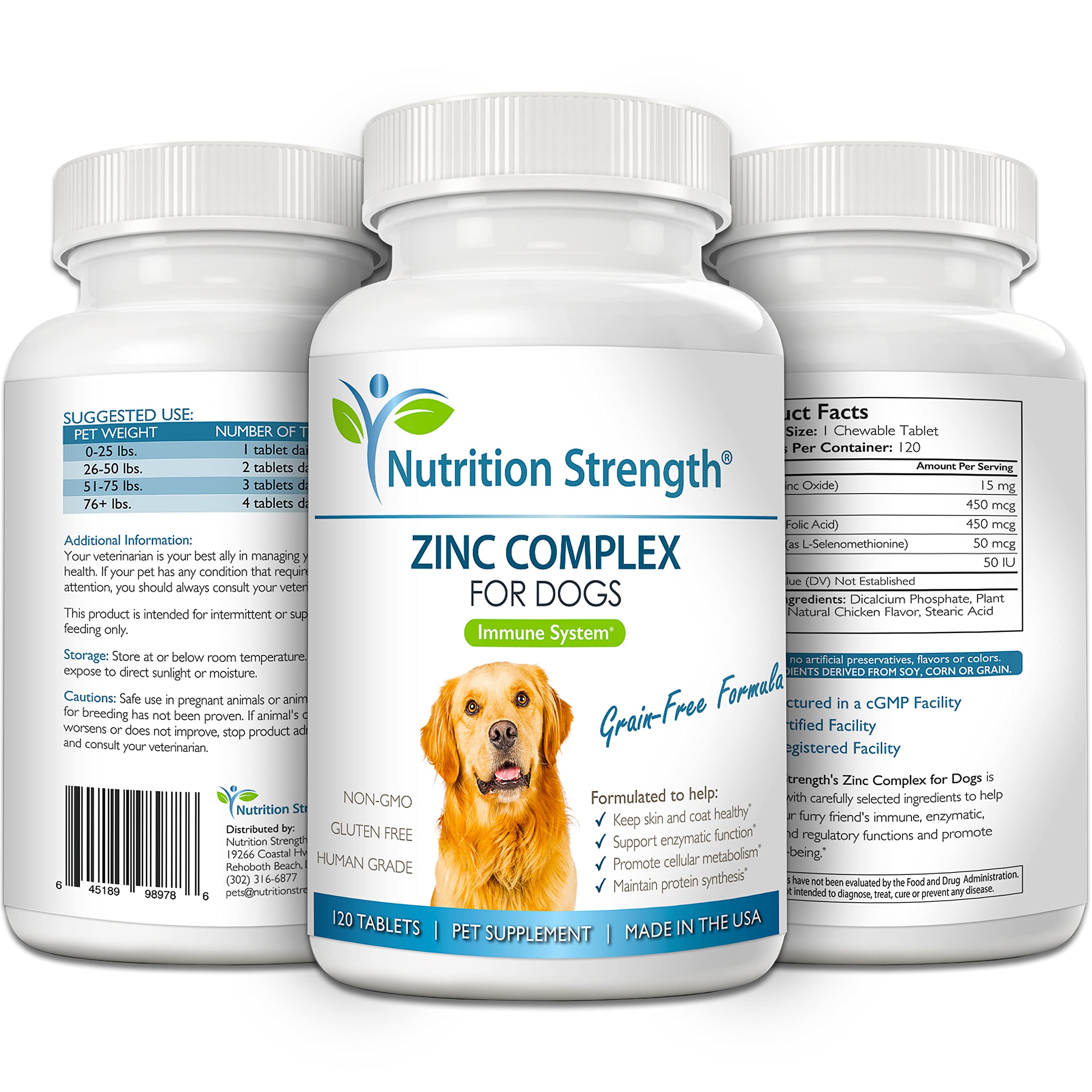 Nutrition Strength Zinc for Dogs skin-elasticity image indicating improved skin resilience.
