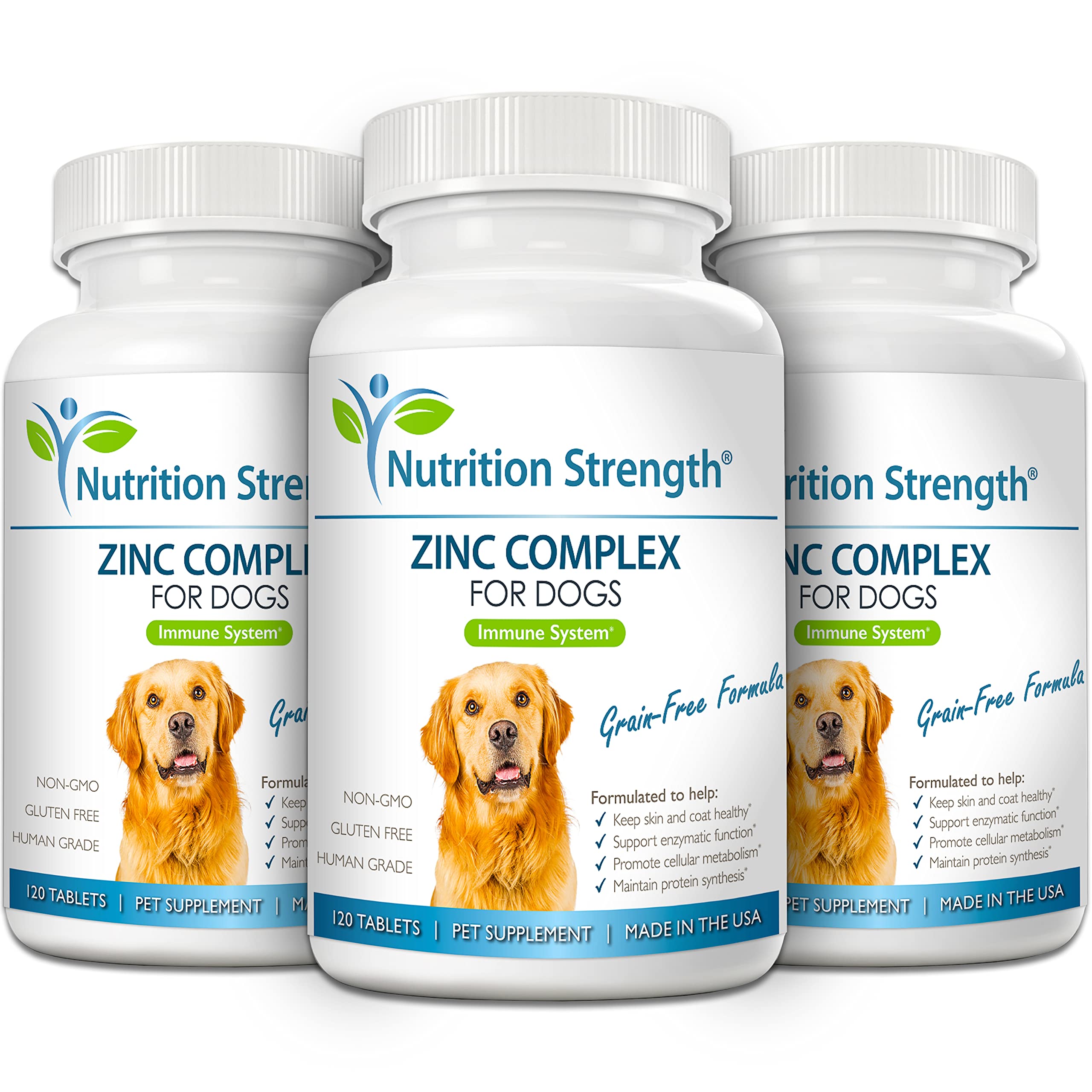 Nutrition Strength Zinc for Dogs tablets-closeup image showcasing easy administration of chews.