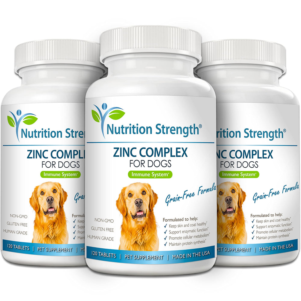 Nutrition Strength Zinc for Dogs tablets-closeup image showcasing easy administration of chews.