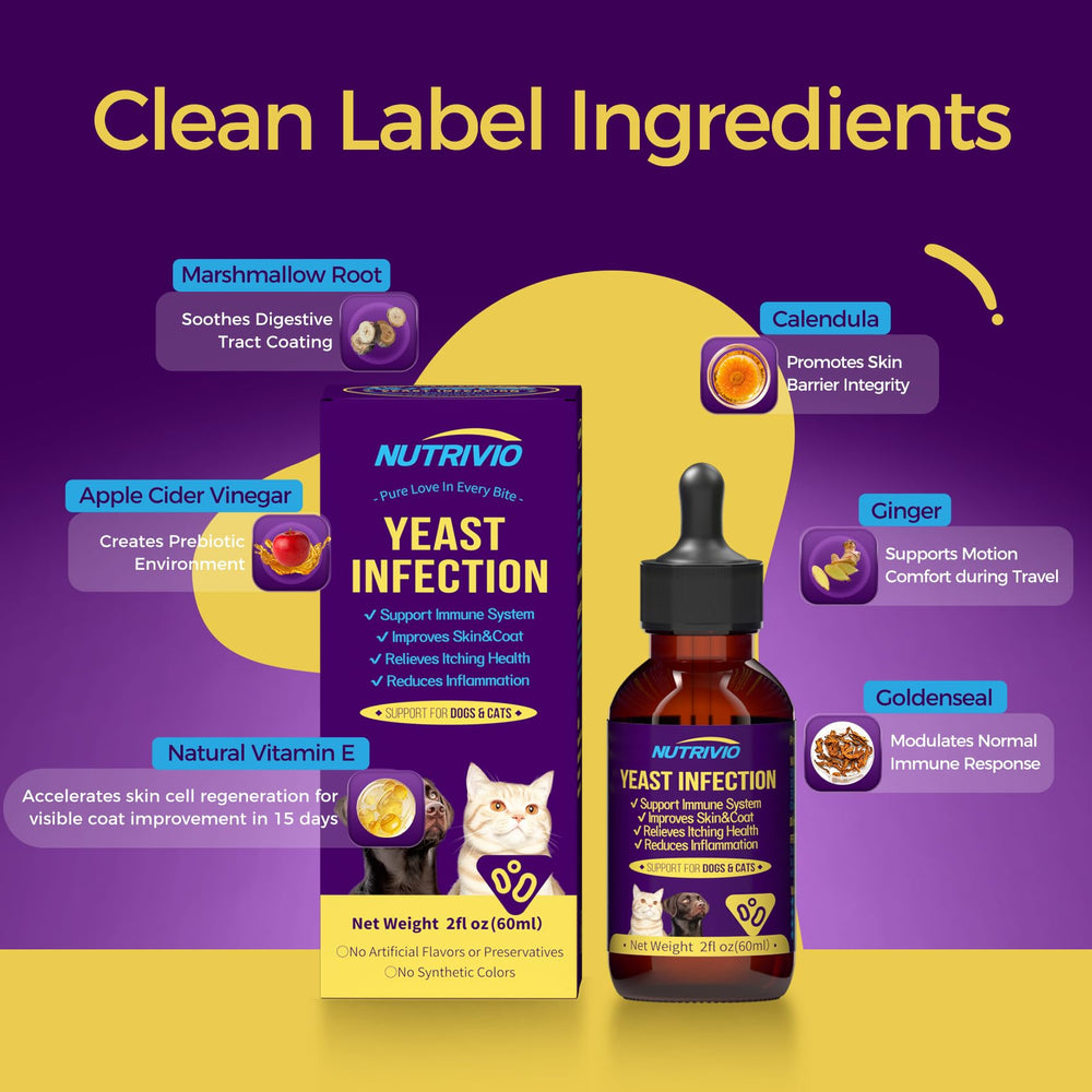 Nutrivio cat yeast infection drops bottle calms irritated skin and comfort