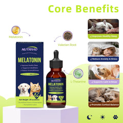 Nutrivio dogs and cats sleep aid bottle promotes restful nights with bacon flavor.