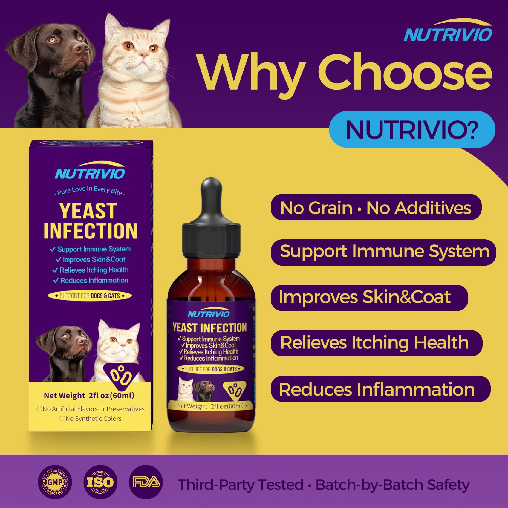 Nutrivio vitamin E skin renewal image suggests faster coat health and renewal