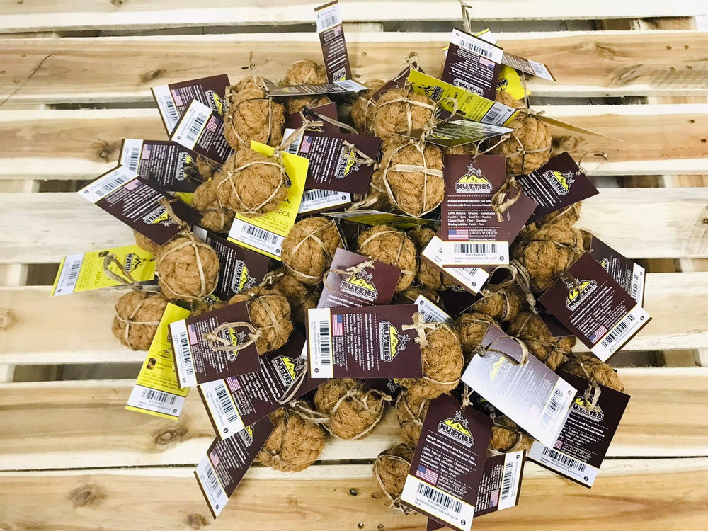 Nutties coconut-fiber play fibers may aid digestion when chewed.