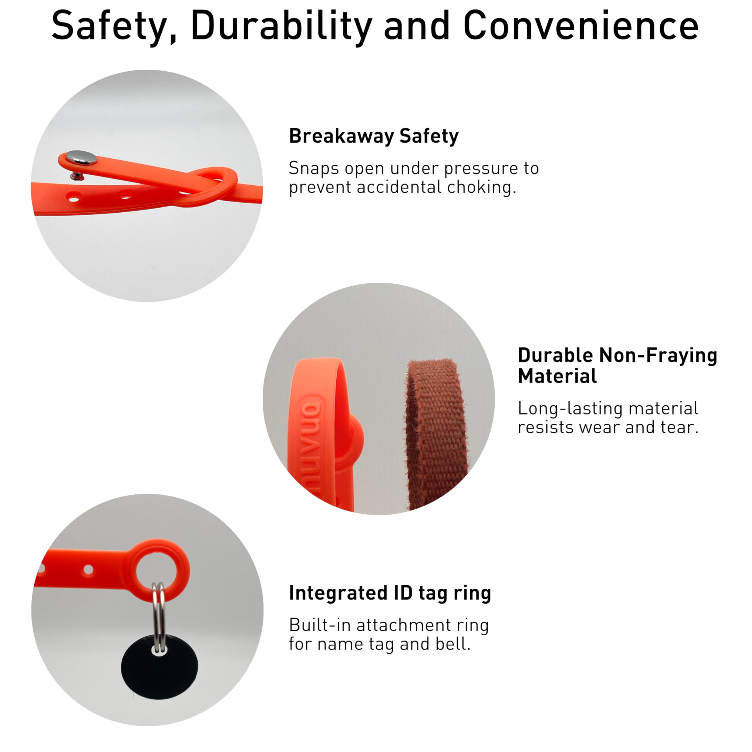 Nuvuq breakaway buckle releases when snagged, improving safety.
