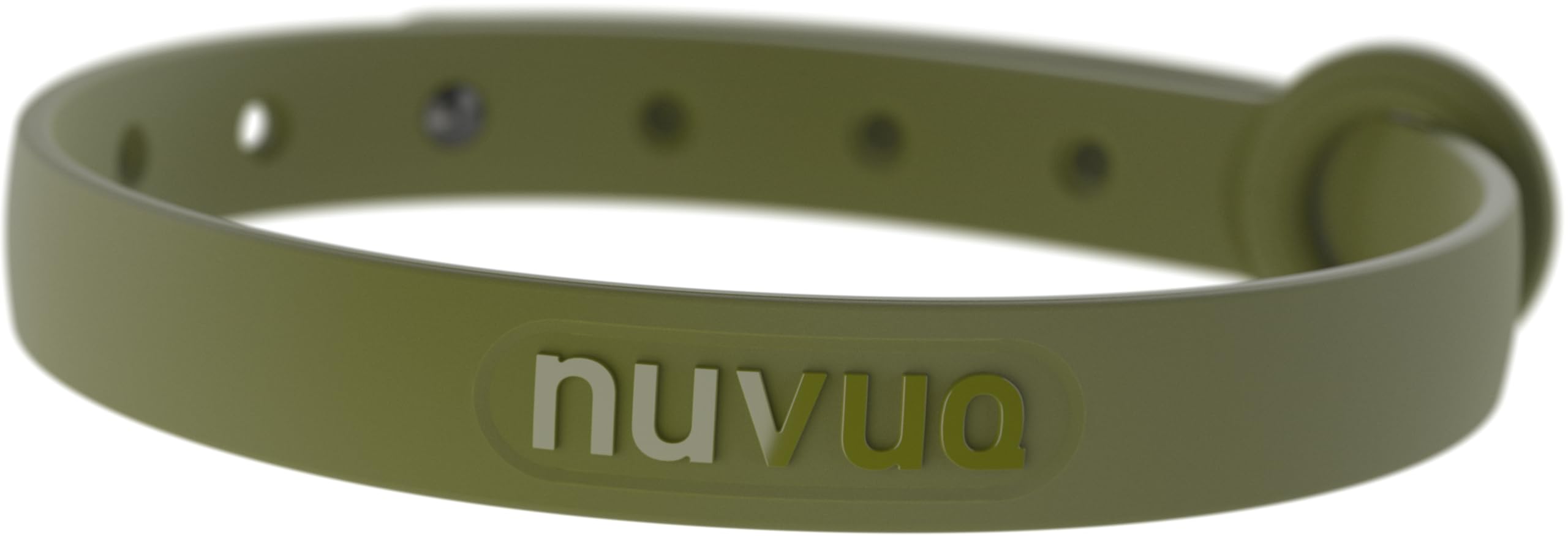 Nuvuq breakaway cat collar green shows soft material for comfortable wear.