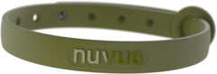 Nuvuq breakaway cat collar green shows soft material for comfortable wear.