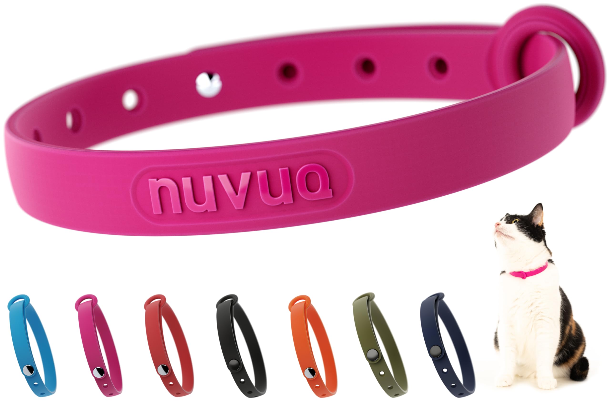 Nuvuq Breakaway Collar pink safety buckle close-up showing quick-release design for outdoor cats.