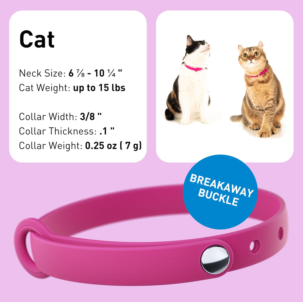Nuvuq cat collar breakaway buckle feature for snag-free play safety.