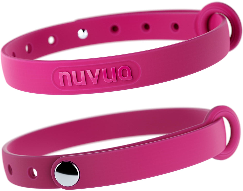 Nuvuq cat collar two-pack in pink shows soft comfort for outdoor cats.