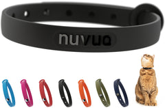 Nuvuq silicone cat collar close-up shows soft, comfortable wear.