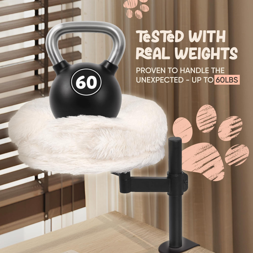 Nuzzle Nest cat desk bed ultra-plush-cushion provides cloud-like rest beside your desk.