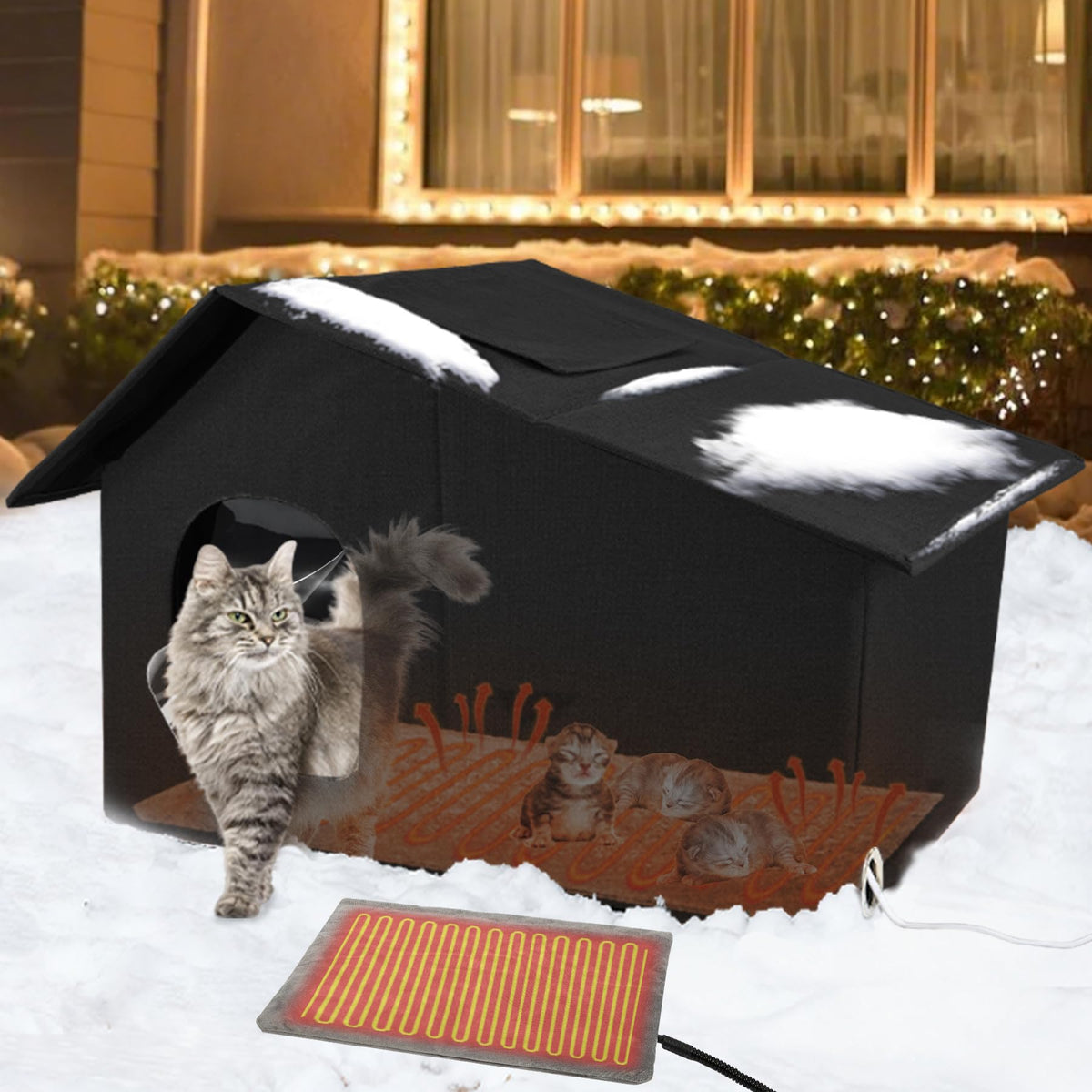 Nvifco outdoor heated cat house sunroof window for sunny winter retreat