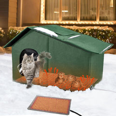 Nvifco outdoor heated cat house front view with dual-entry doors for weather protection.