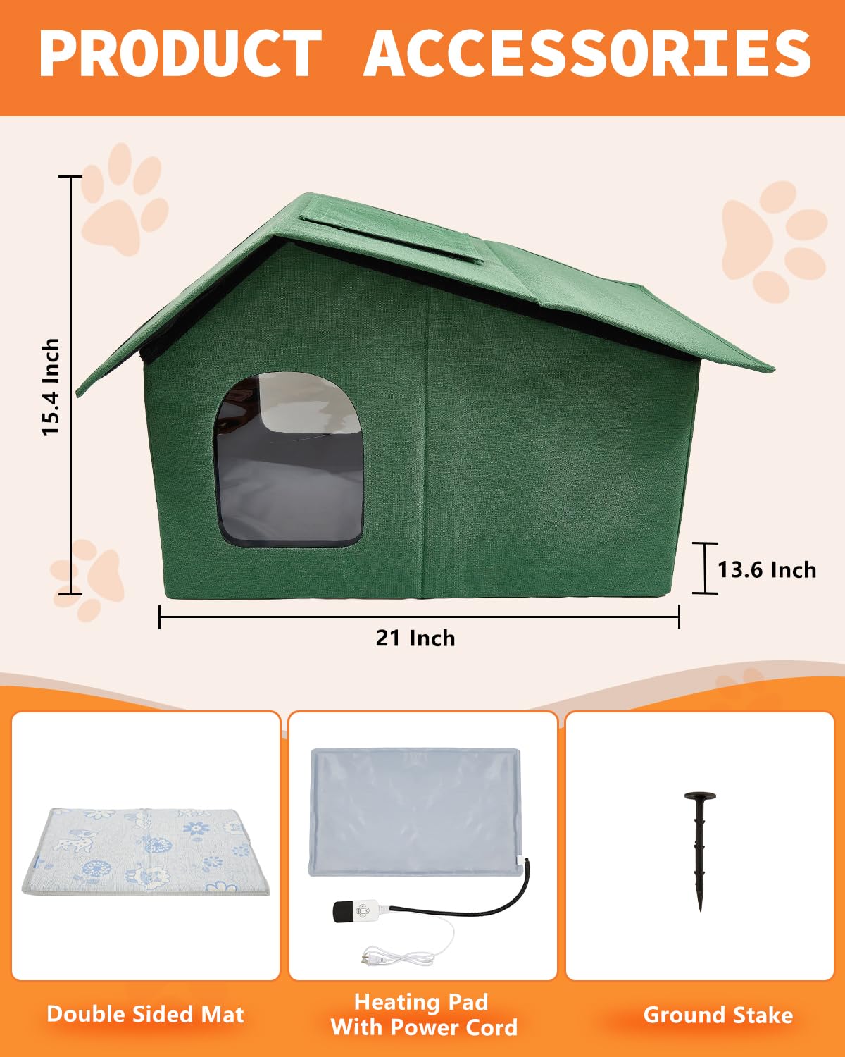 Nvifco outdoor heated cat house side-entry design showing easy access in rain and cold.