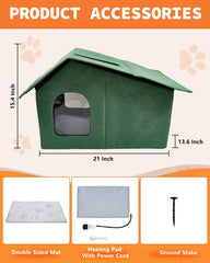 Nvifco outdoor heated cat house side-entry design showing easy access in rain and cold.