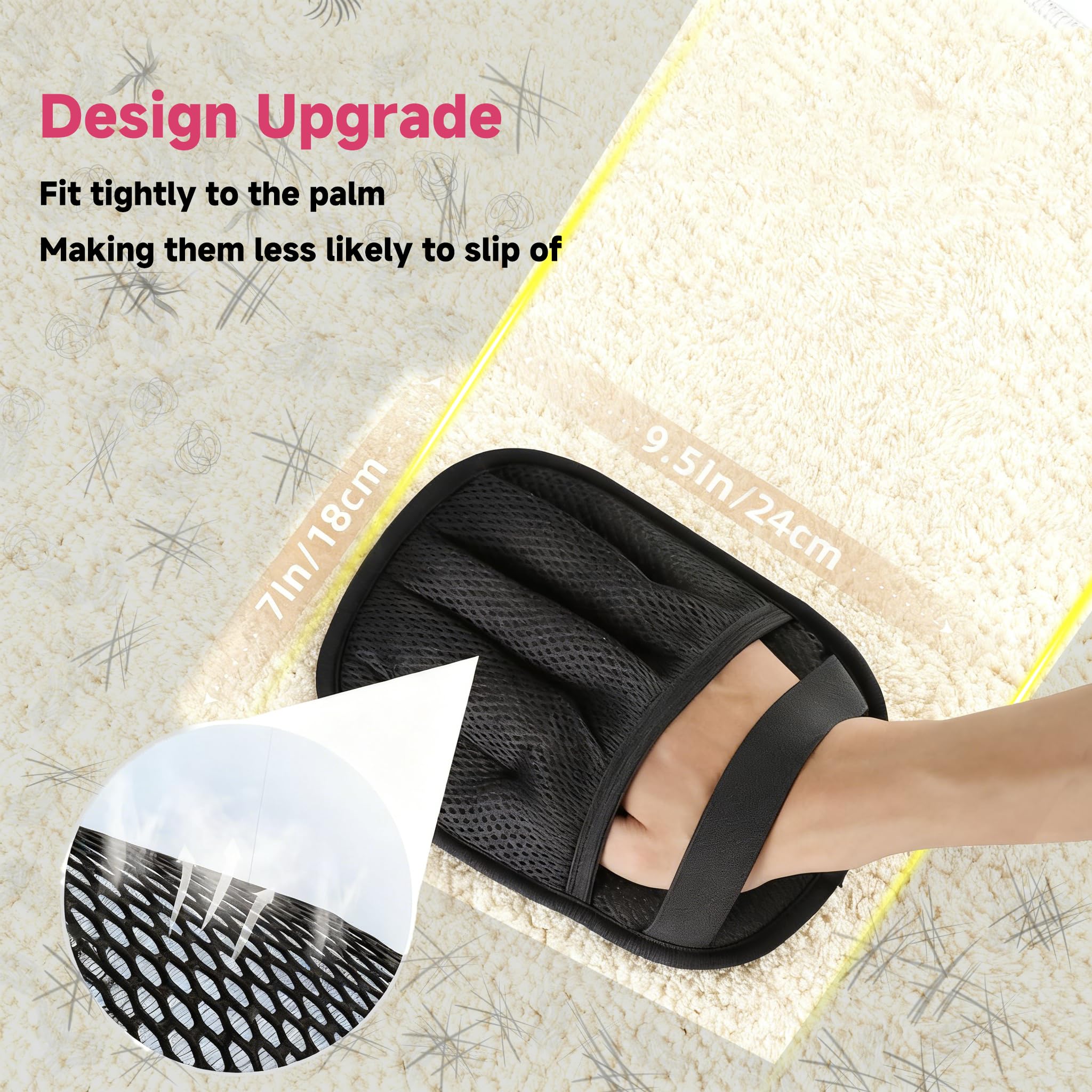 NVNAN Fabric De-Furring Glove uses static adhesion to lift fur from upholstery