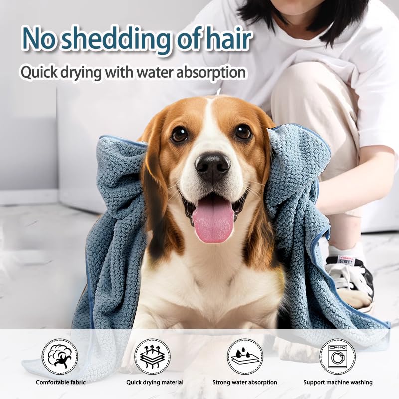 NVNAN Microfiber Dog Towels blue soft fabric closeup highlighting skin-friendly comfort