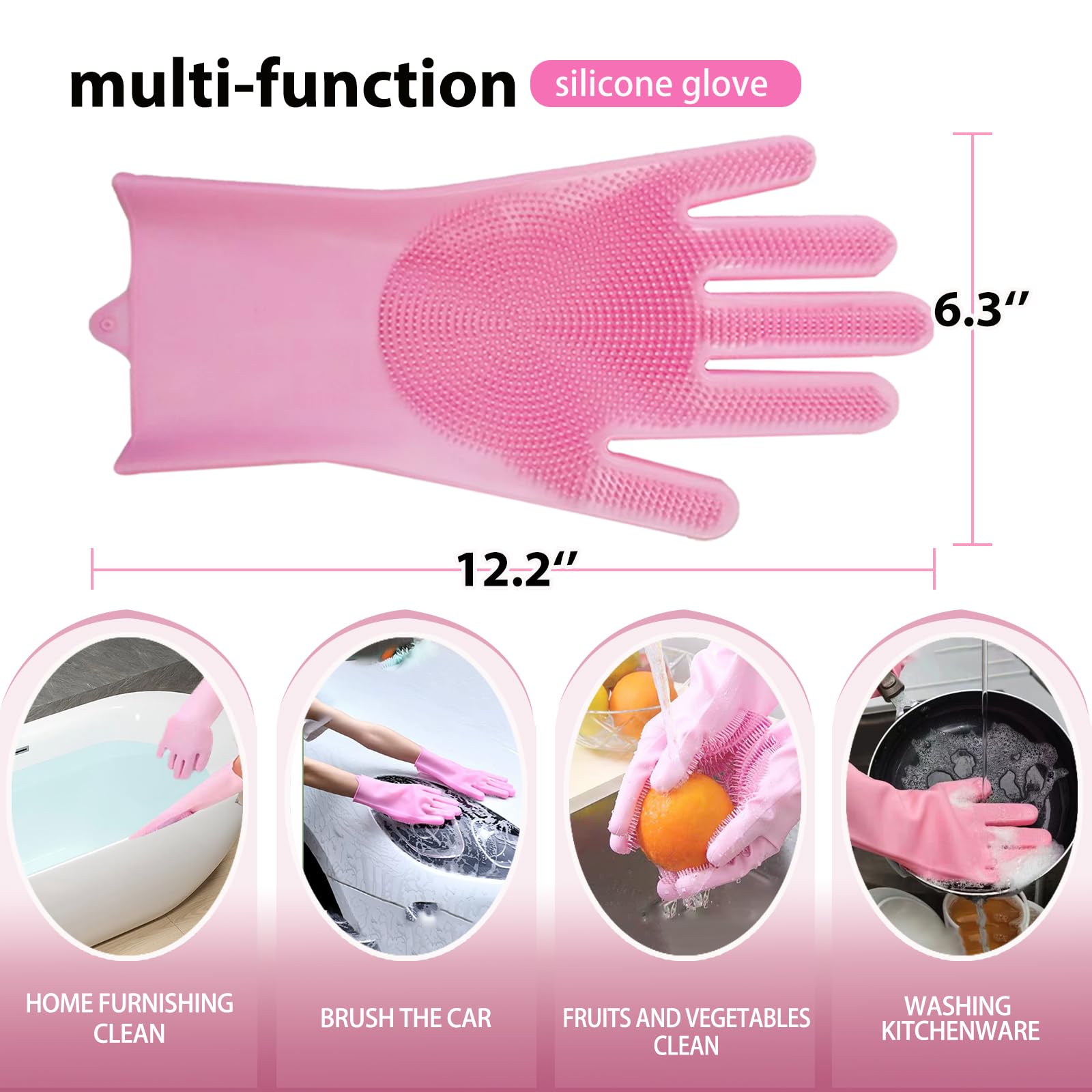 NVNAN multipurpose pink cleaning glove suitable for pet grooming and home cleaning.