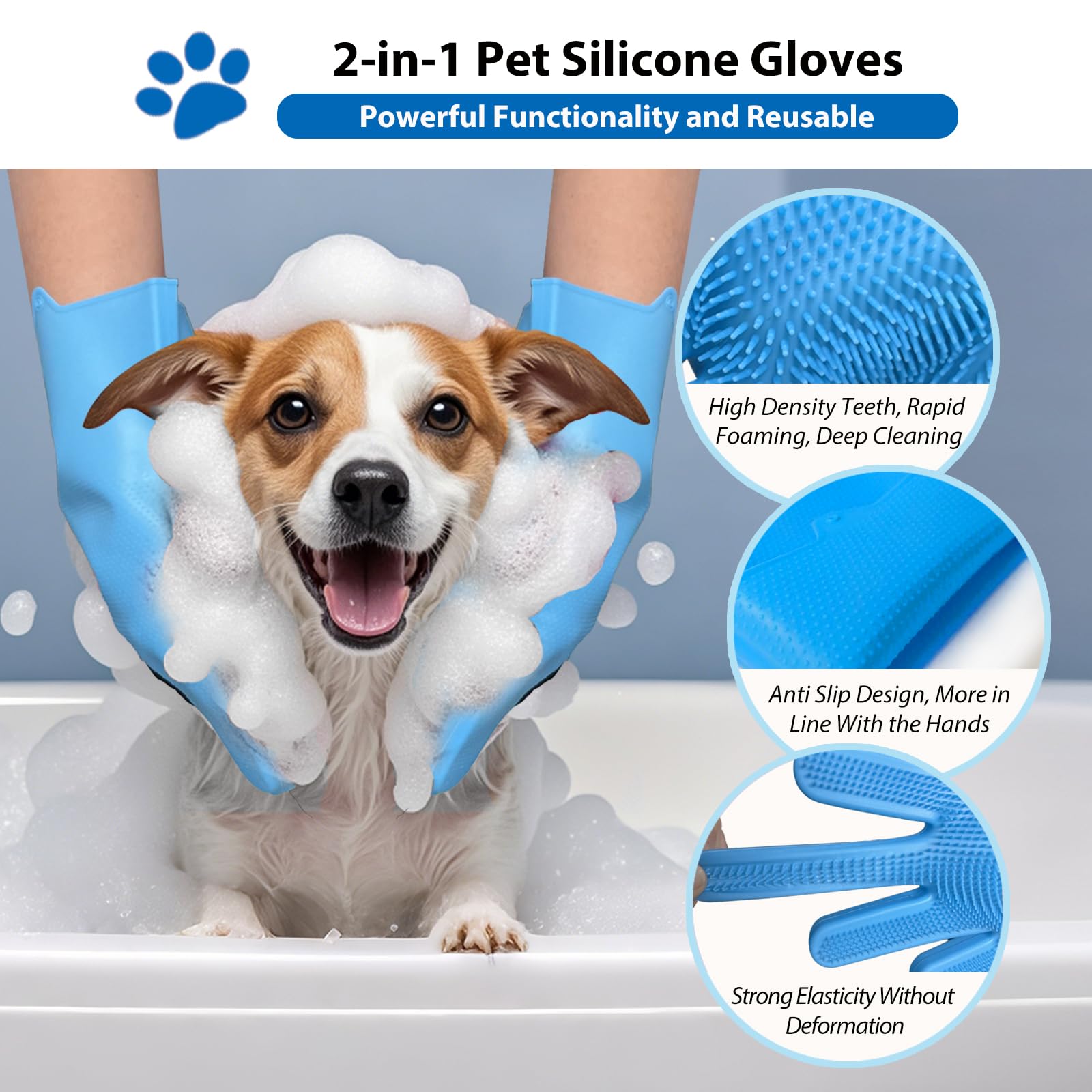NVNAN silicone glove brush massaging action enhances shampoo penetration
