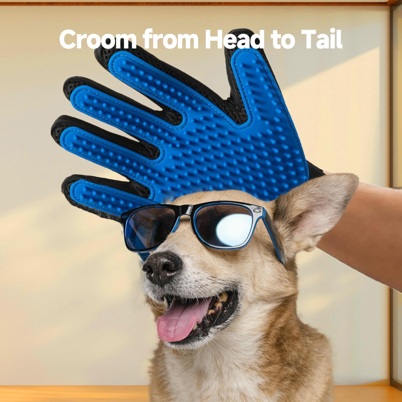 NVNAN skin-friendly glove blue suitable for short and long-haired pets.