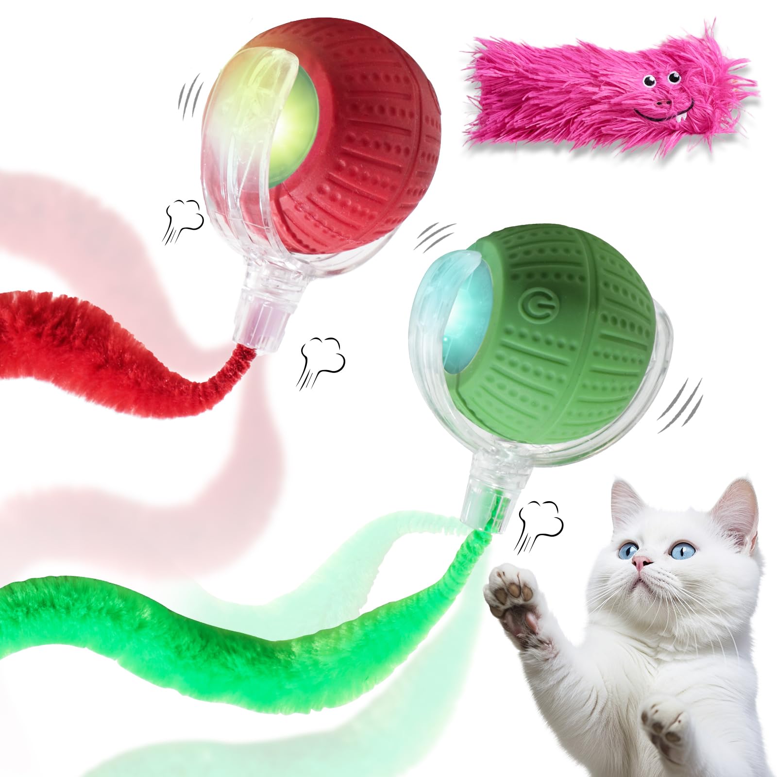 NVTED cat toy ball rolling blue demonstrates autonomous motion for daily exercise in indoor cats