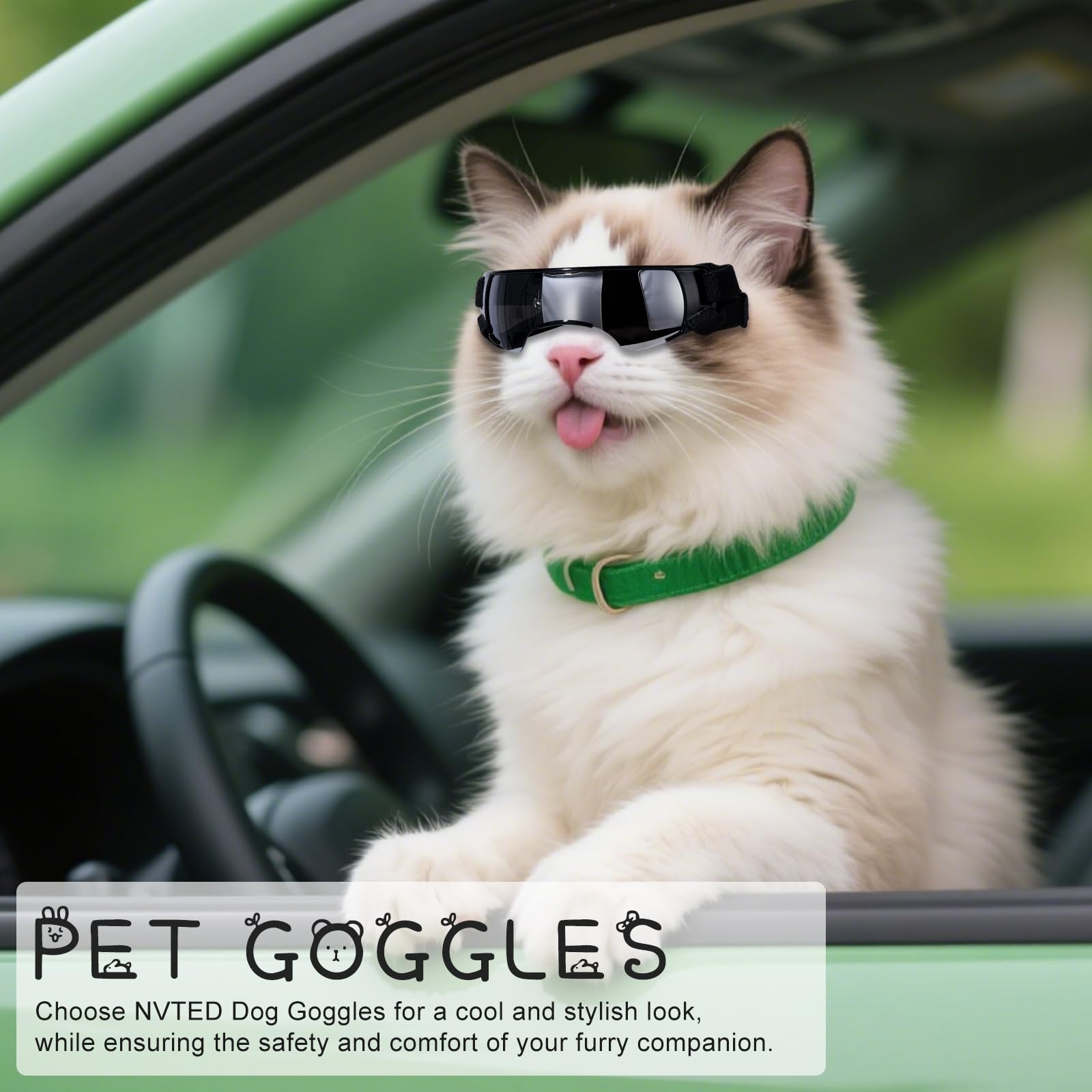NVTED dog-cat goggle sunglasses UV-coated lens close-up guards pet eyes.