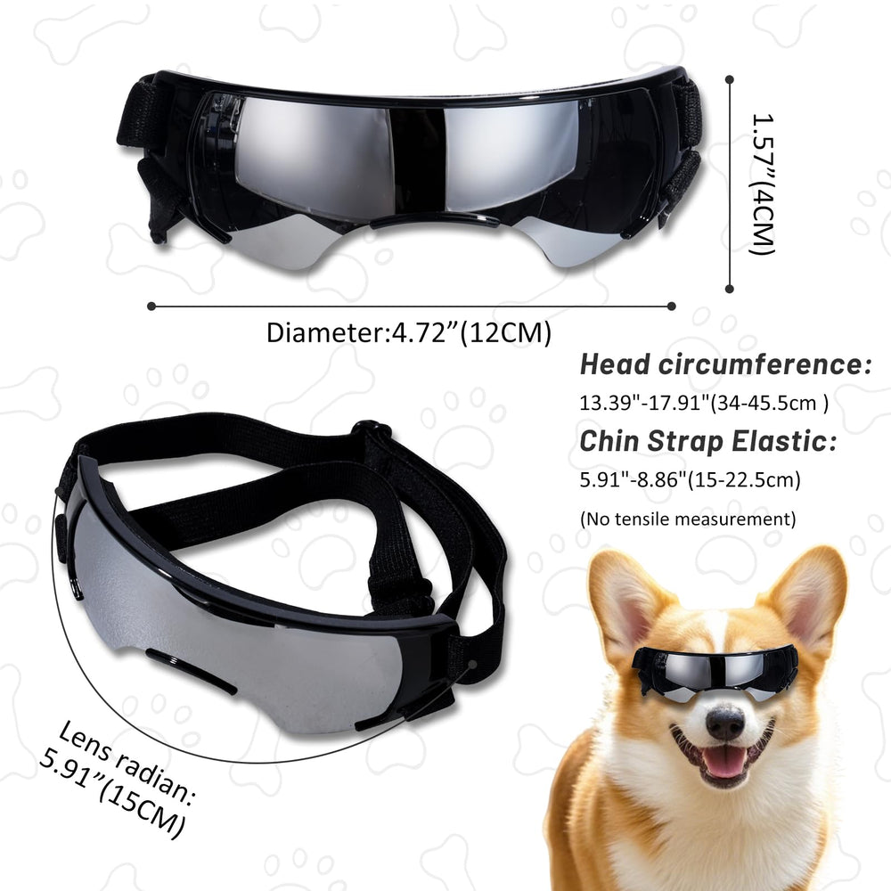 NVTED dog-cat goggle sunglasses side view shows adjustable strap for secure fit.