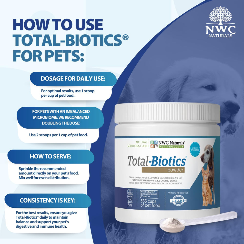 NWC Naturals Total-Biotics dosing scoop enables easy daily probiotic supplementation.
