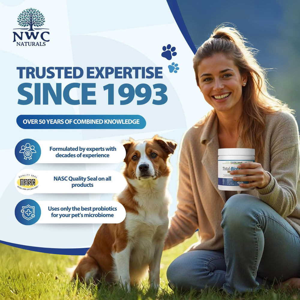 NWC Naturals Total-Biotics USA facility badge signals quality and safety.