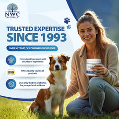 NWC Naturals Total-Biotics jar label highlights gut health ingredients.