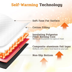 NWK Fluffy Self-Warming Cat Mat aluminum layer reflecting heat for pet comfort