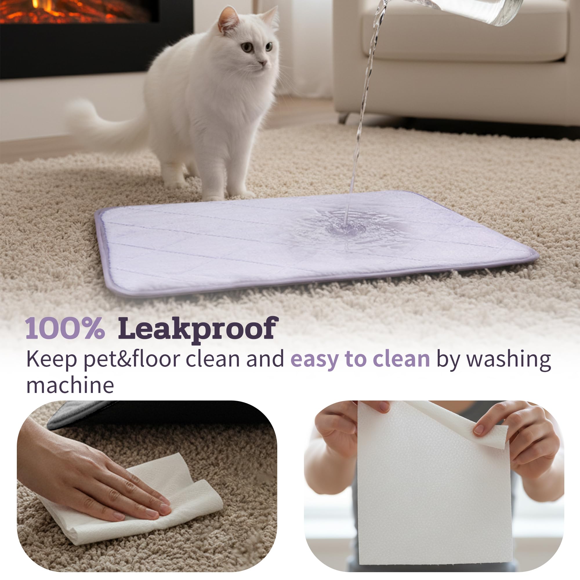 NWK Fluffy Self-Warming Cat Mat in car seat for travel warmth