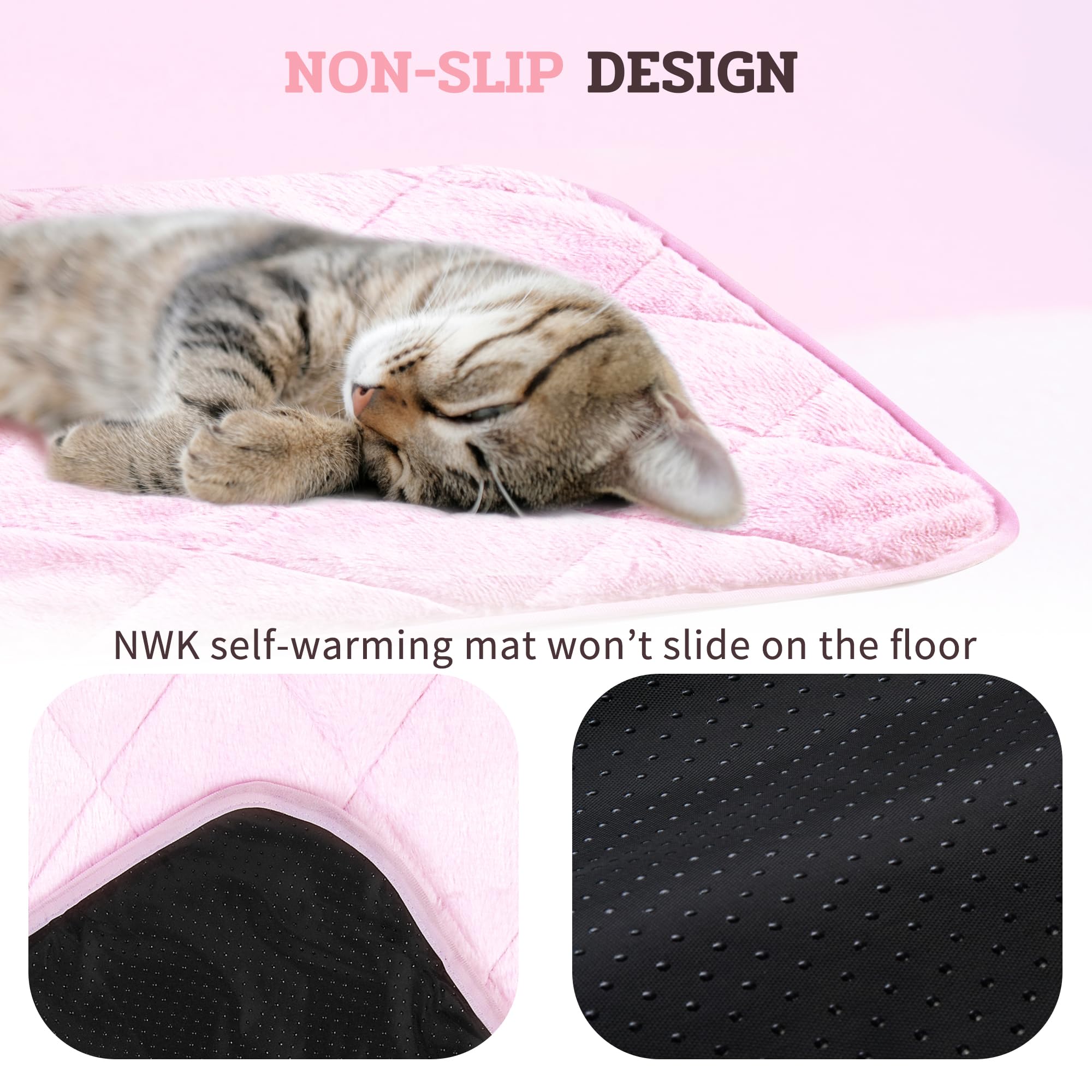 NWK Fluffy Self-Warming Cat Mat car-seat scene highlights safe warmth on the road