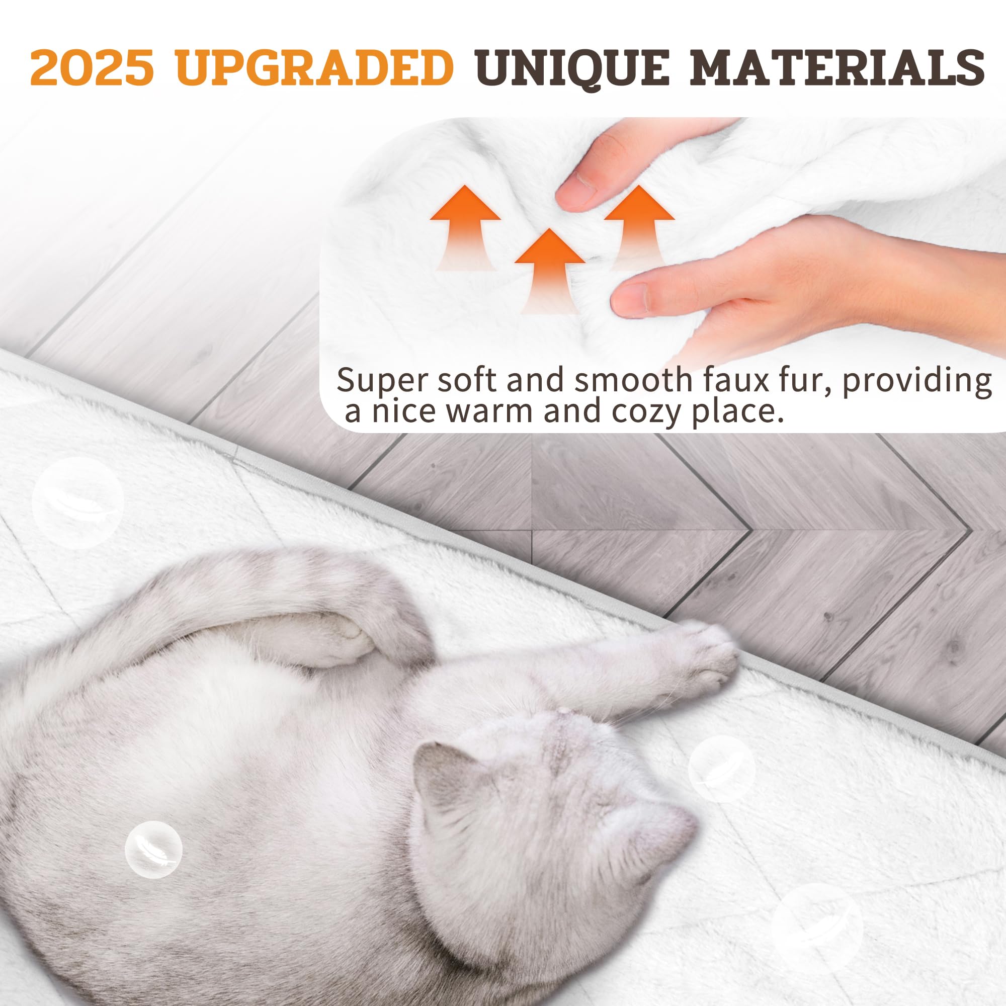 NWK Fluffy Self-Warming Cat Mat faux rabbit fur close-up highlights plush warmth