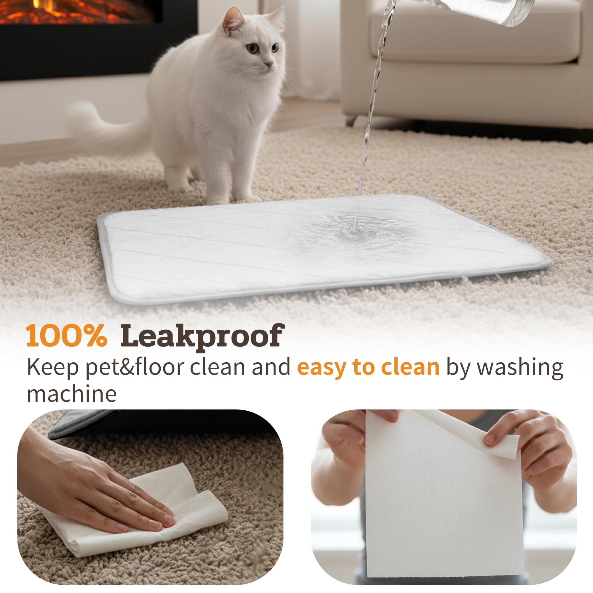NWK Fluffy Self-Warming Cat Mat leakproof lining guards floors and furniture
