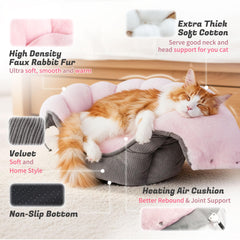 NWK heated cat bed 2in1-sofa-cave shows versatile lounging and burrowing comfort