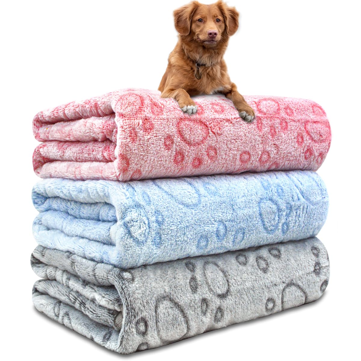 NXDZI 3-pack dog blankets packaging box highlights sturdy protection during transit.