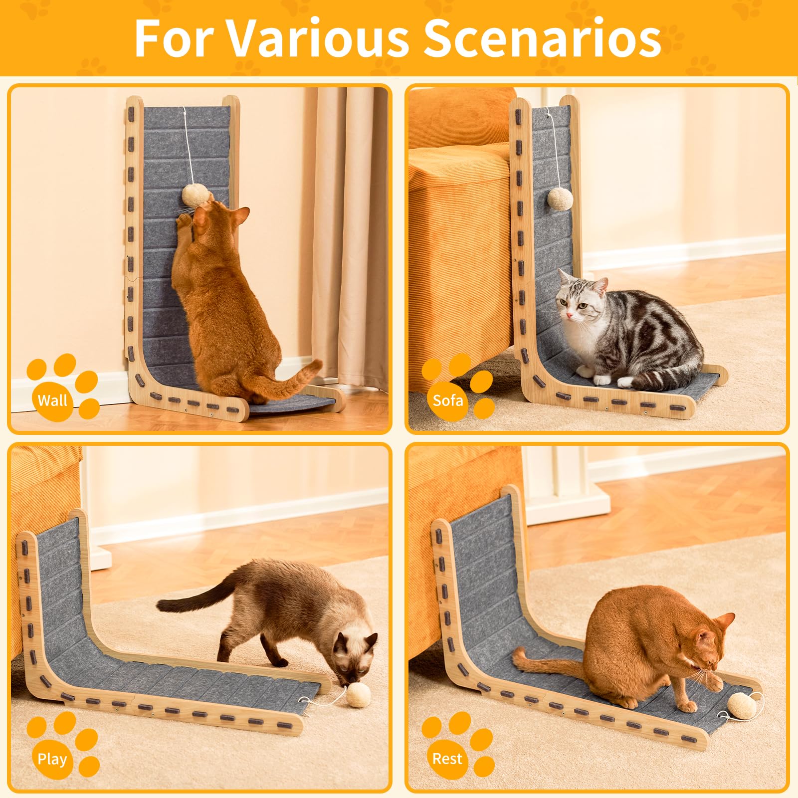 Nxwjoy cat scratch pad indoor setting shows ideal cat corner and furniture protection.