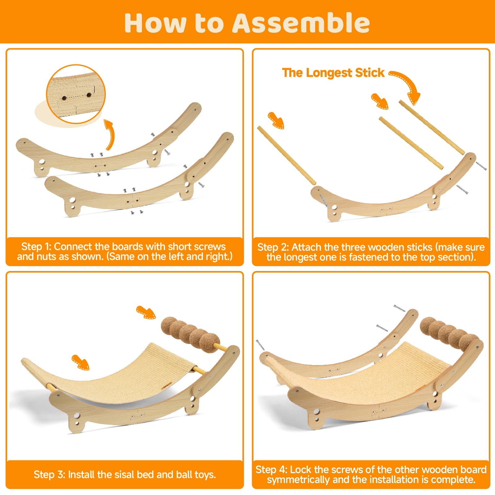 Nxwjoy cat sisal bed assembly guide for easy setup.