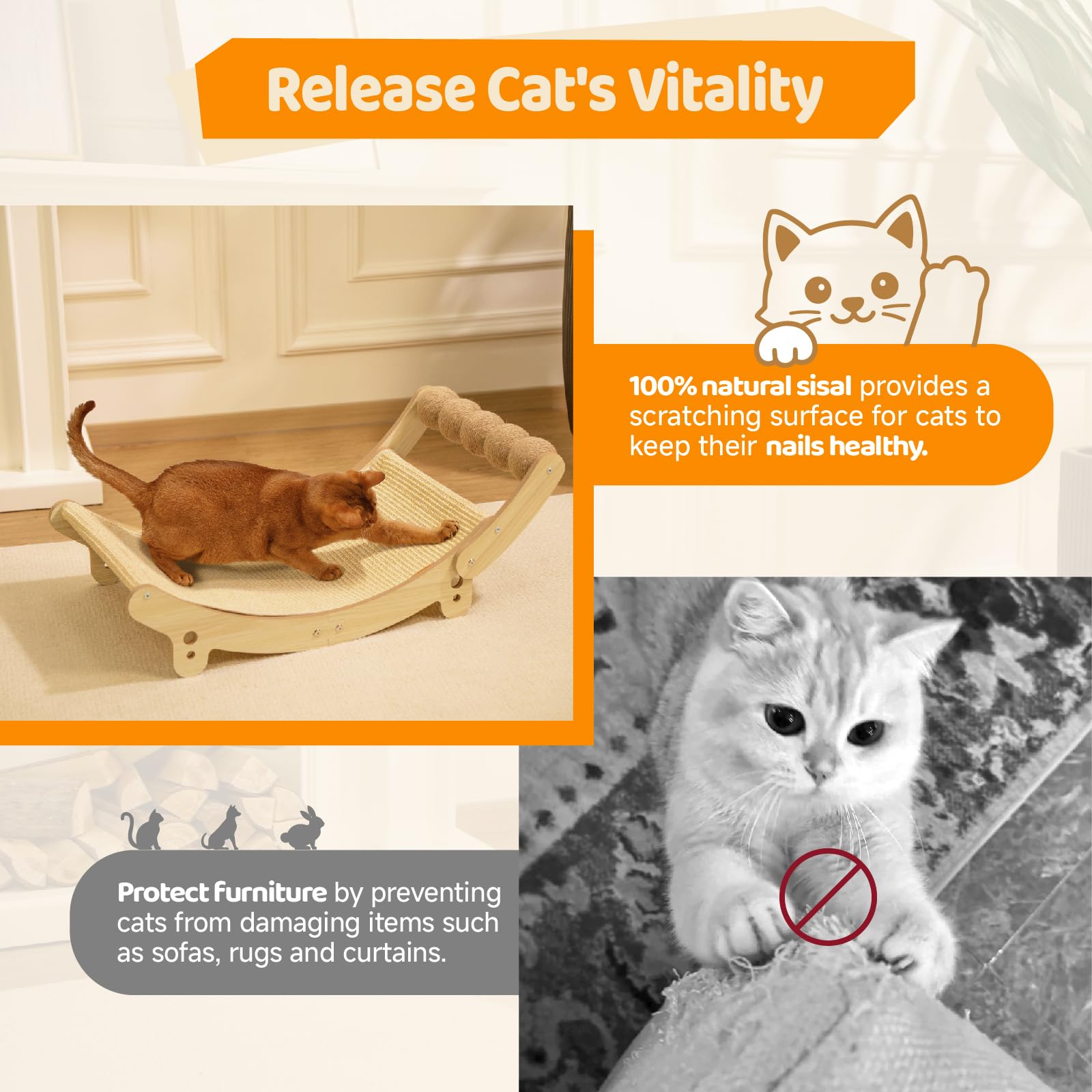 Nxwjoy cat sisal bed bottom ventilation and dry space.