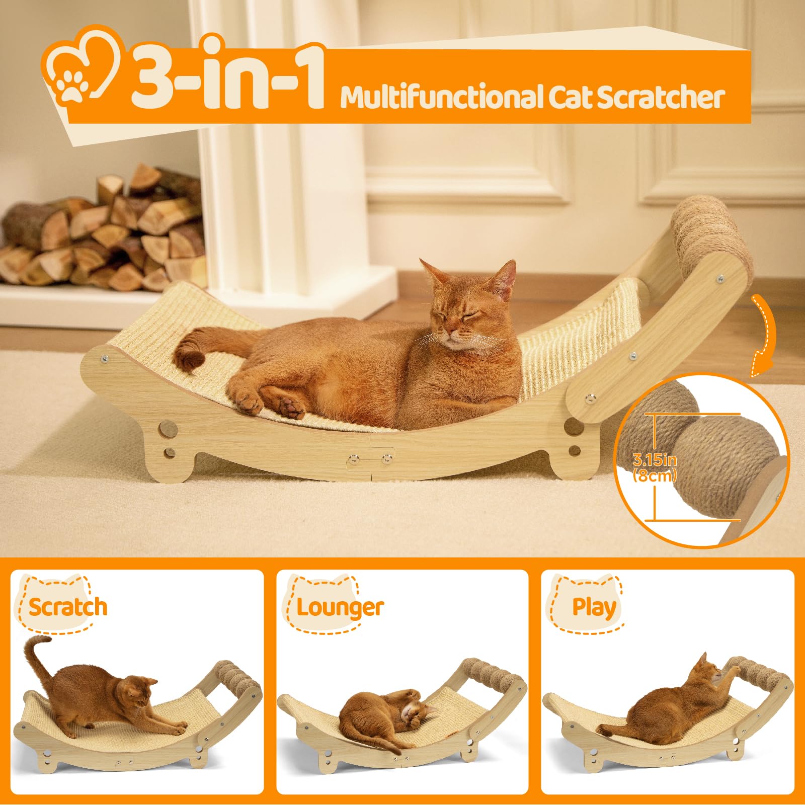 Nxwjoy cat sisal bed durable construction with stable base.