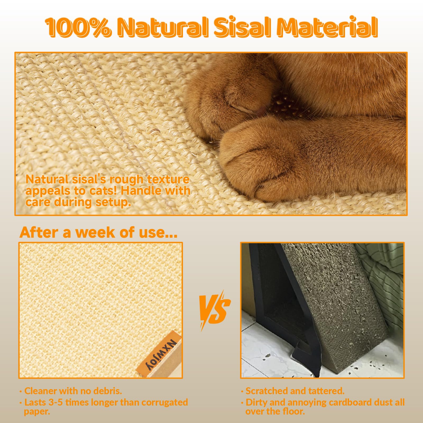 Nxwjoy cat sisal bed interior lounge showing ample resting space.