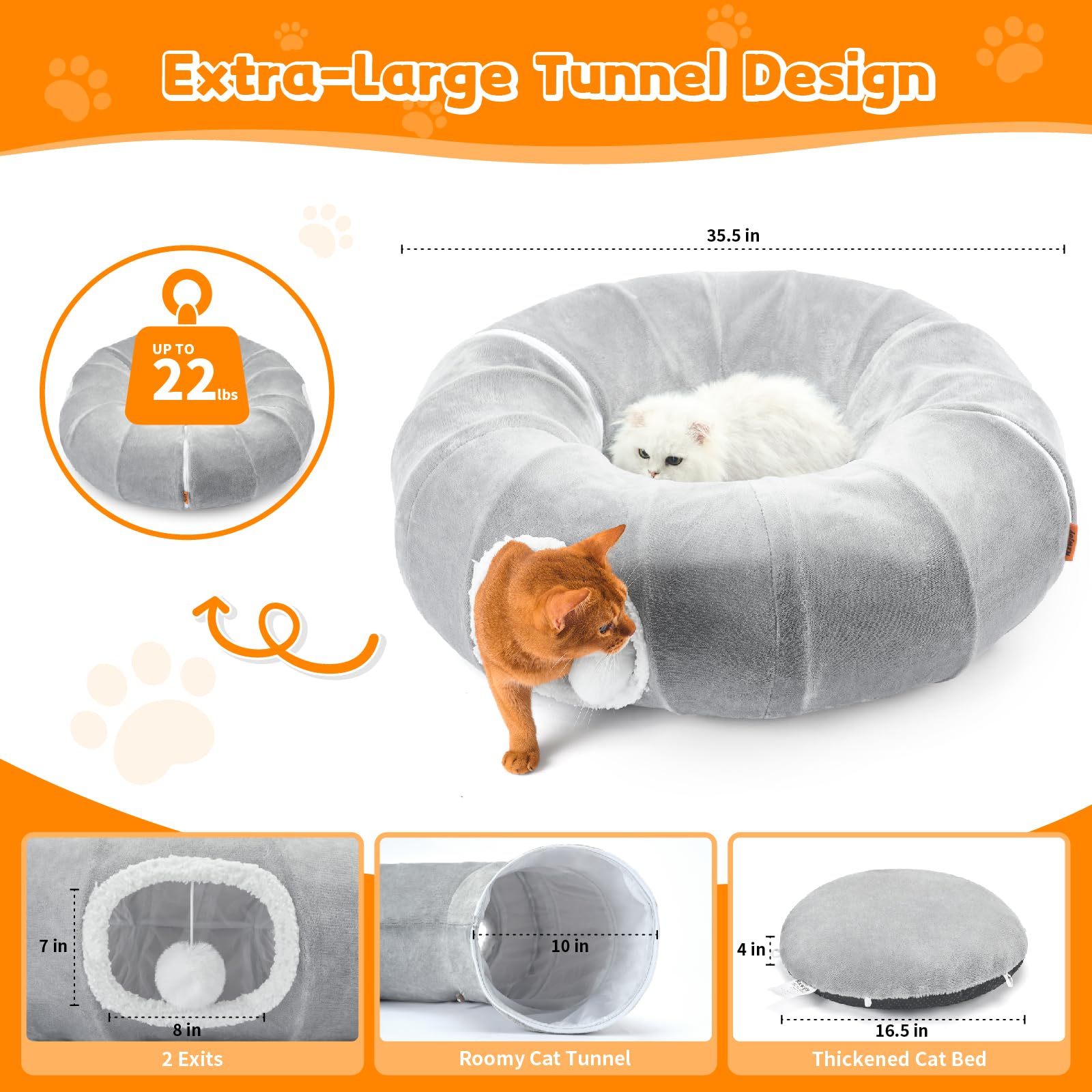 Nxwjoy cat tunnel bed in circle configuration offers versatile play layouts for curious cats.