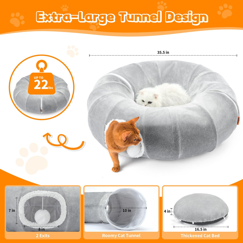 Nxwjoy cat tunnel bed in circle configuration offers versatile play layouts for curious cats.