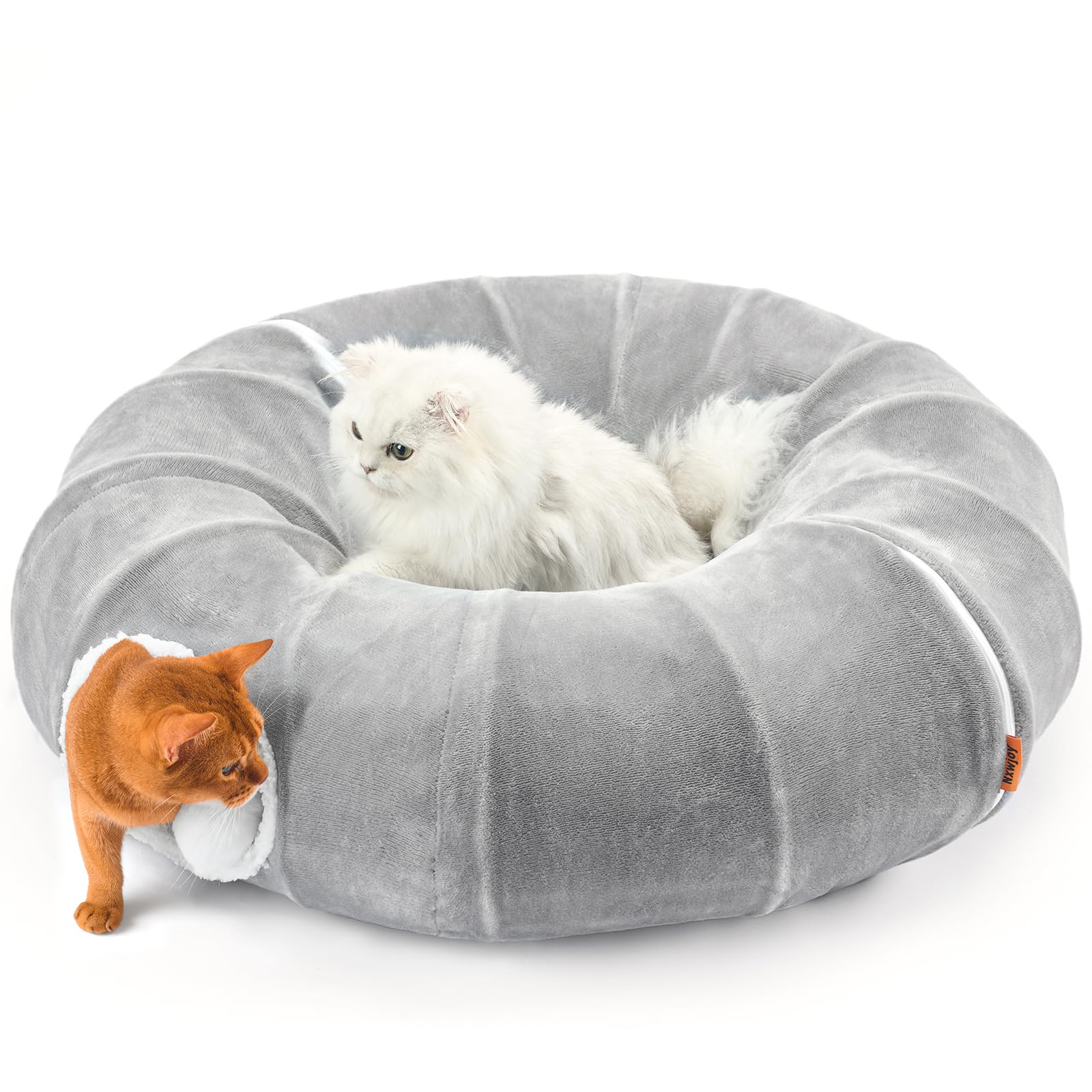 Nxwjoy cat tunnel bed foldable design enables compact storage after playtime.