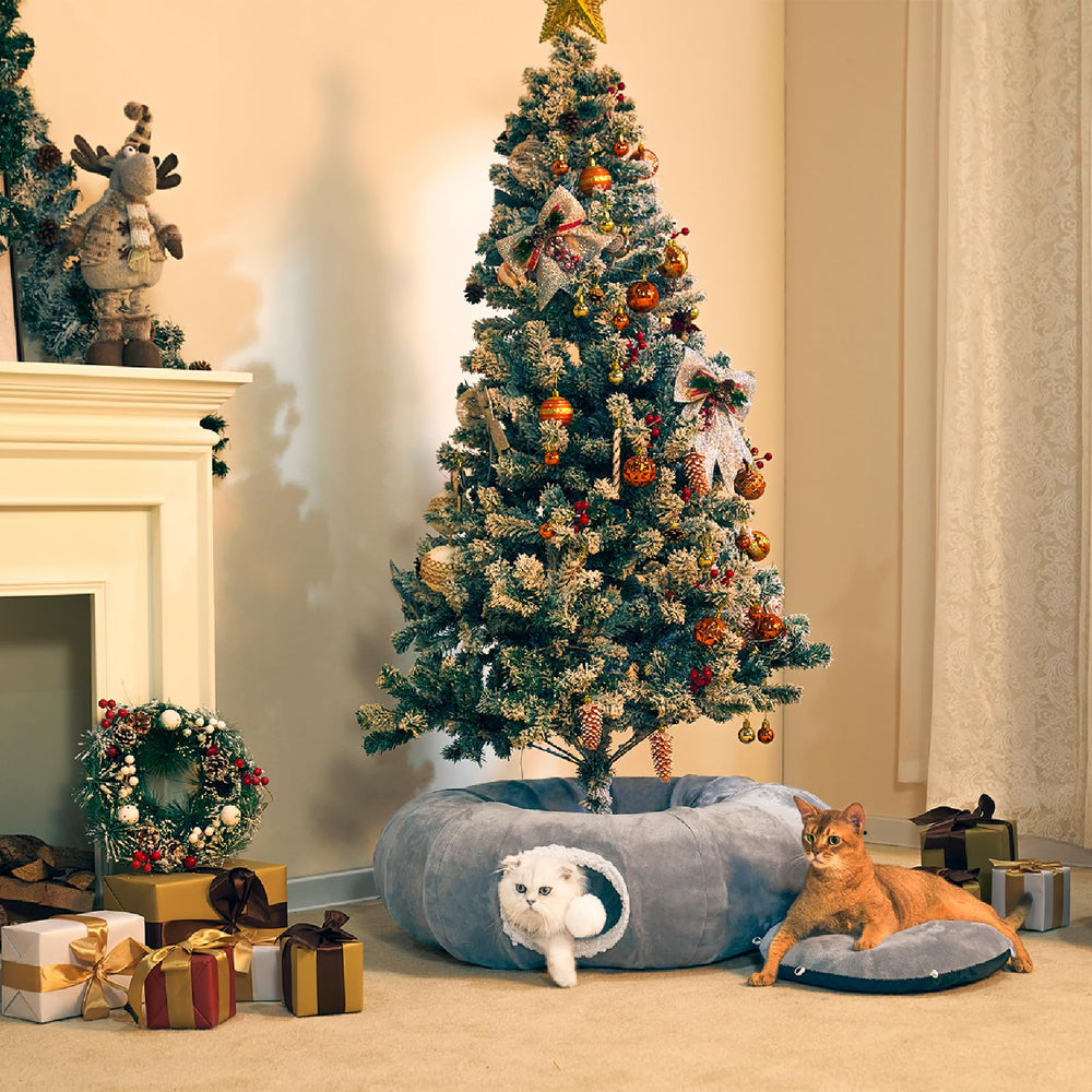 Nxwjoy cat tunnel bed removable center cushion for easy machine washing.