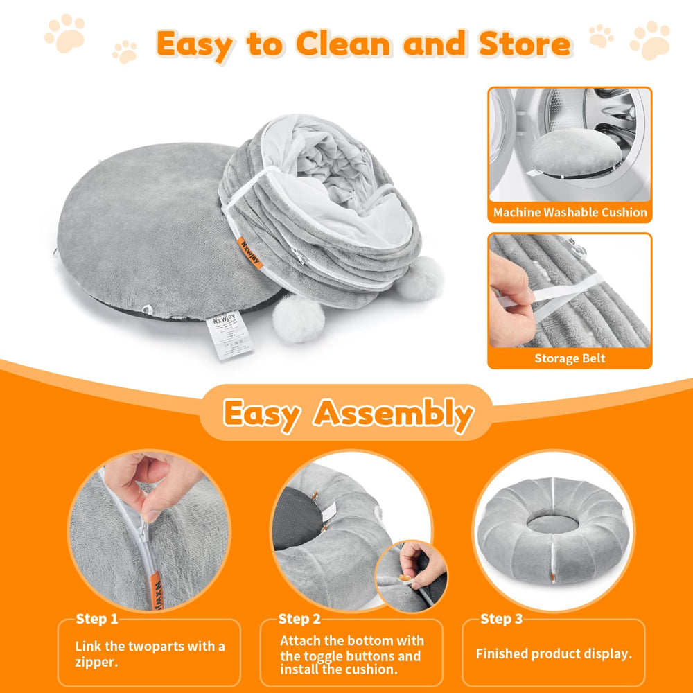 Nxwjoy cat tunnel bed waterproof Oxford inner layer protects against wear and tear.