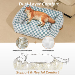 Nxwjoy cute dog bed side view emphasizes four-sided enclosure for head and neck support